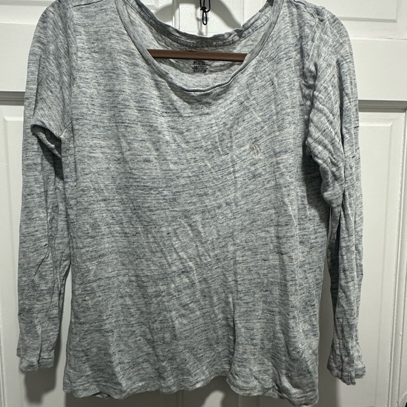 Ralph Lauren Gray Linen Crewneck Long Sleeve Top Size M - Picture 2 of 4